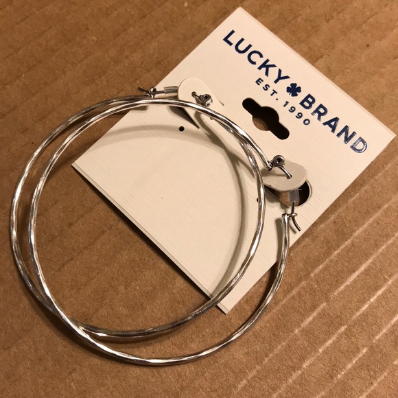 LAST PAIR!! NEW big hammered silver hoop earrings - Picture 2 of 8